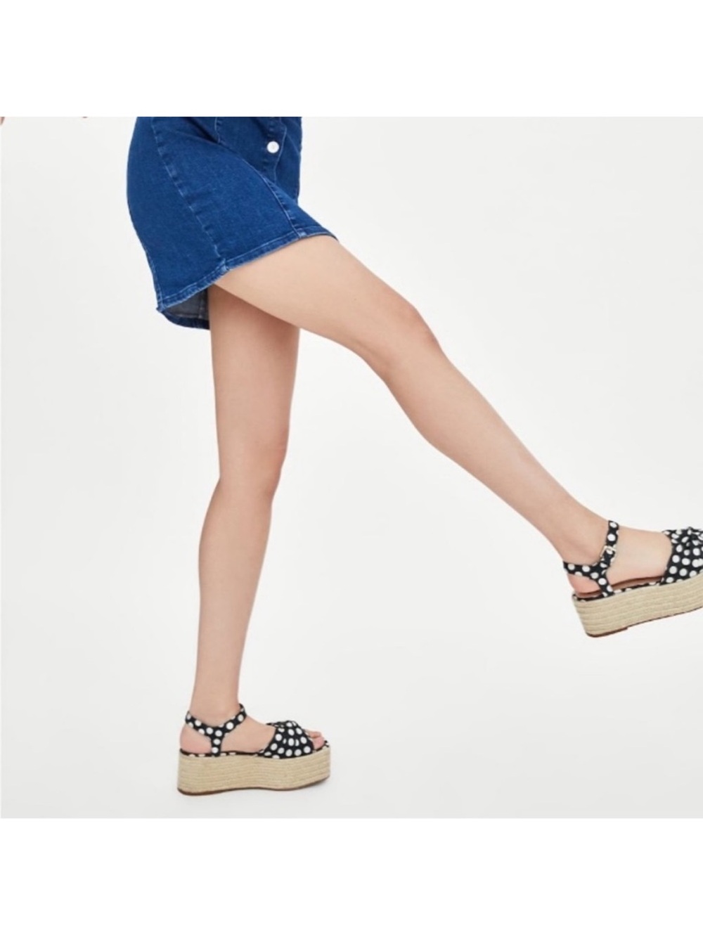 Zara Black Polka Dot Platform Espadrille Sandals - Picture 3 of 9